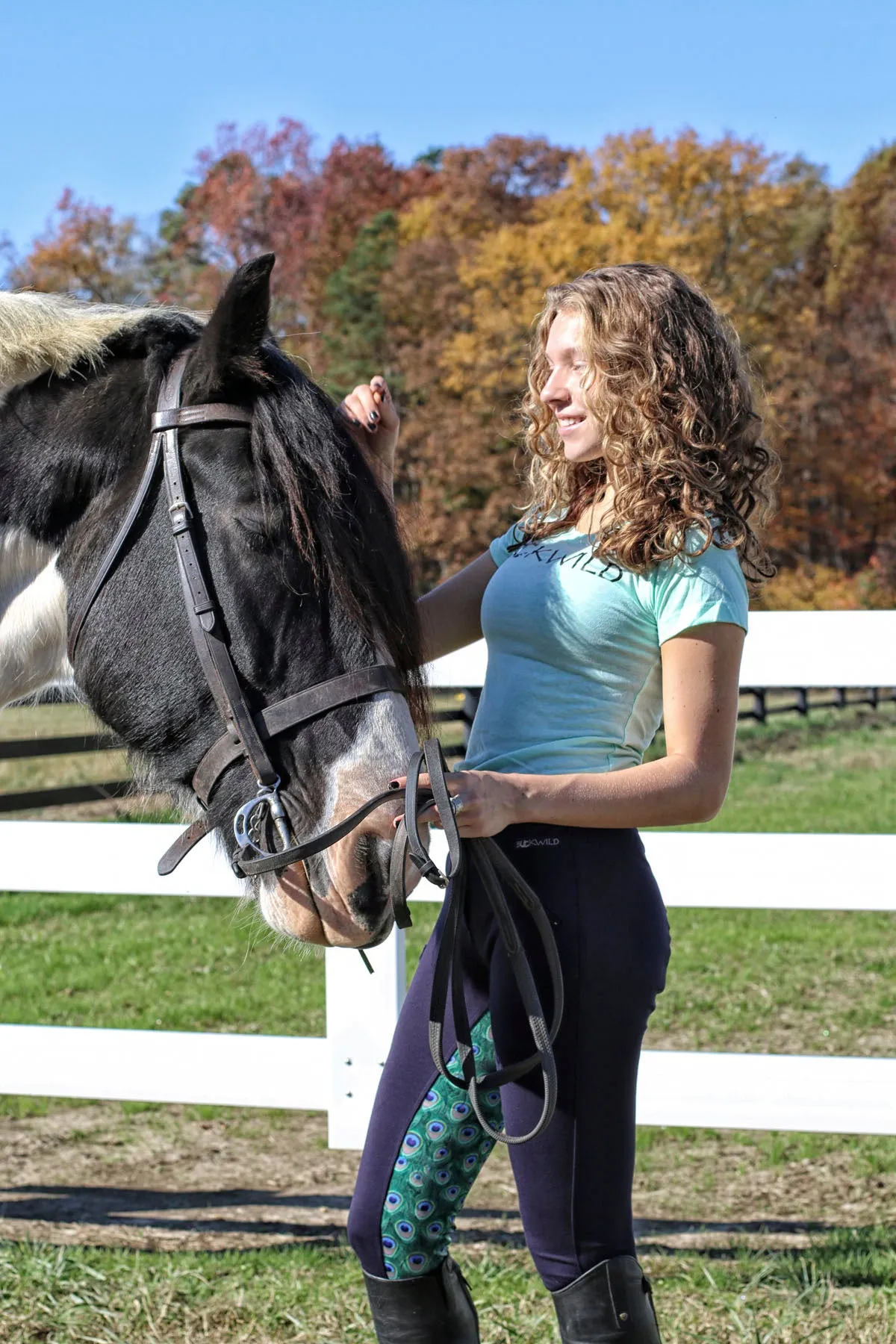 Curvy Mare | High-Waist Breech | Navy   Peacock | Side Phone Pocket
