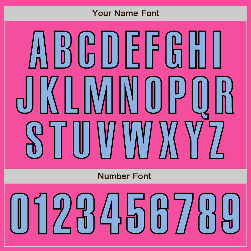 Custom Pink Light Blue-Black Authentic Baseball Jersey
