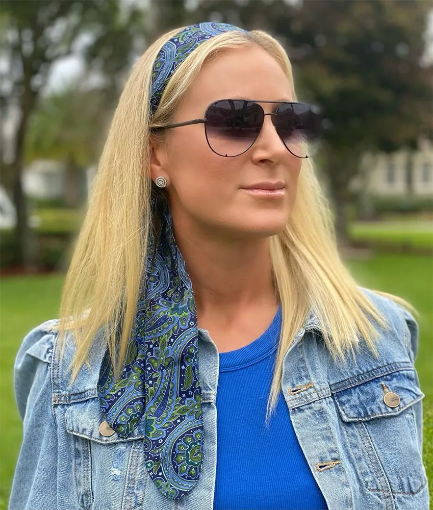 Daisy Springs Navy - Hair Scarf