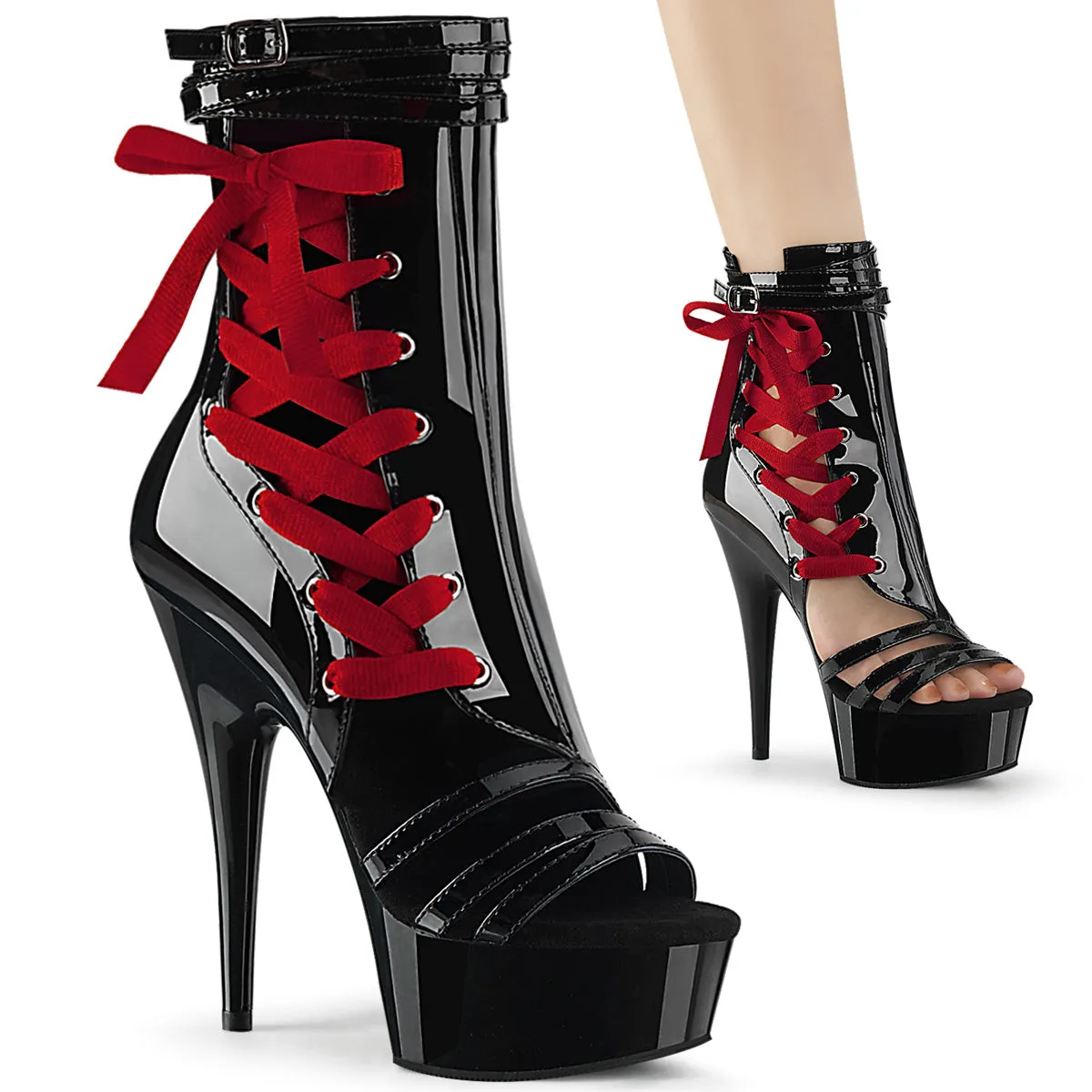 DELIGHT-600-36  Black Patent (Red Lace)/Black