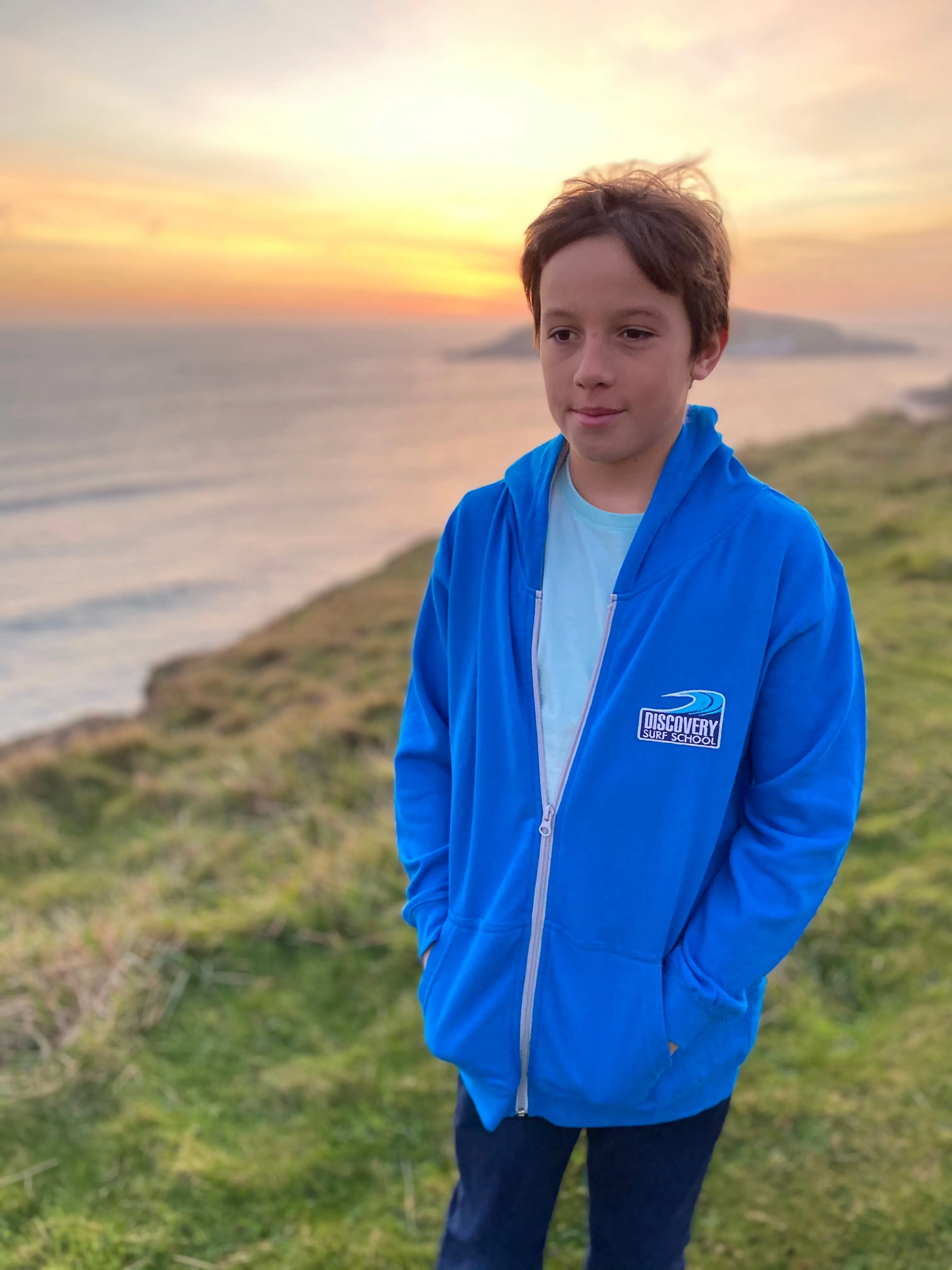 Discovery Kids Zip Hoody - Sapphire Blue/Grey