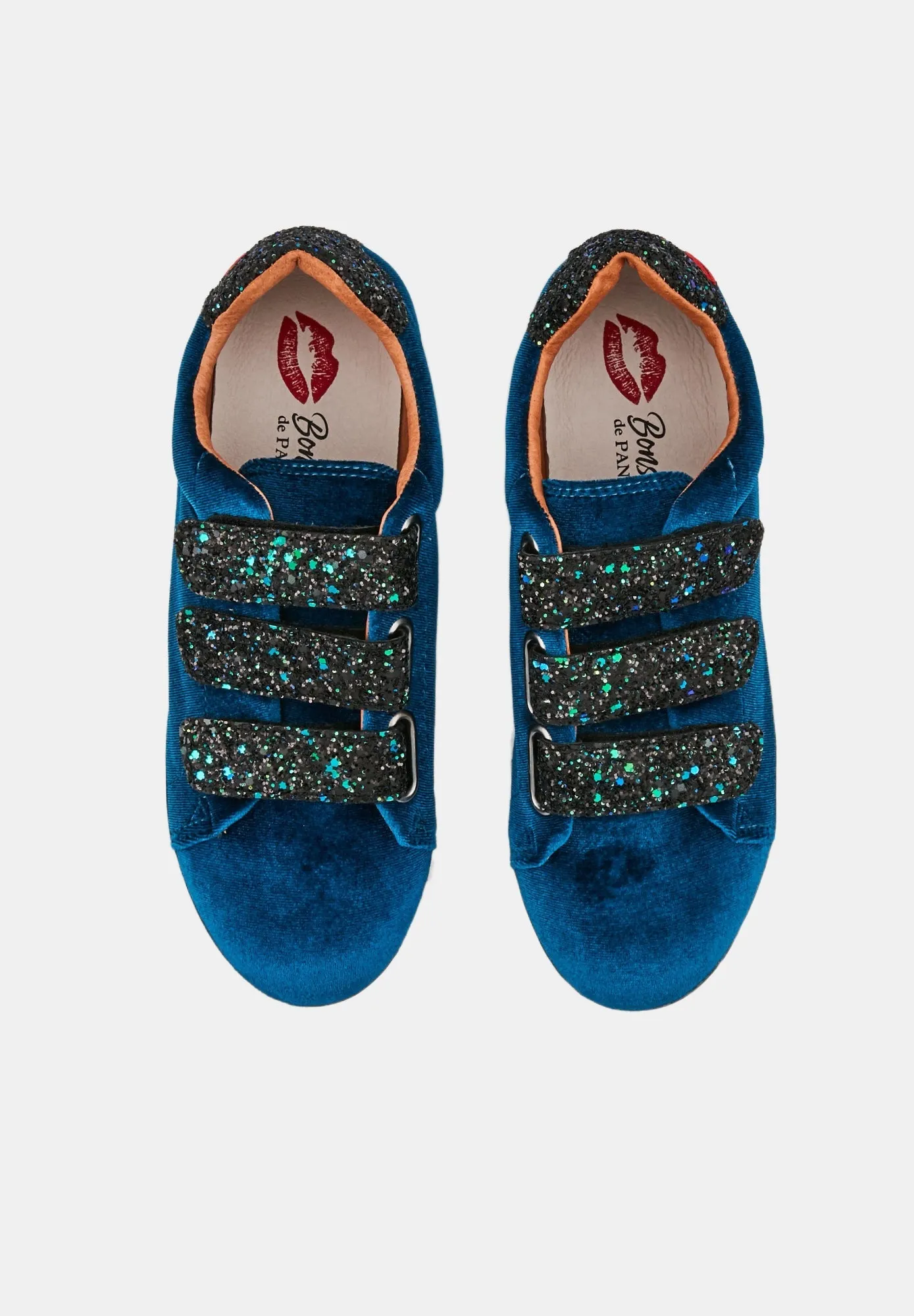 Edith Velours-Glitter Bleu Canard