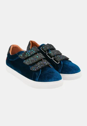 Edith Velours-Glitter Bleu Canard