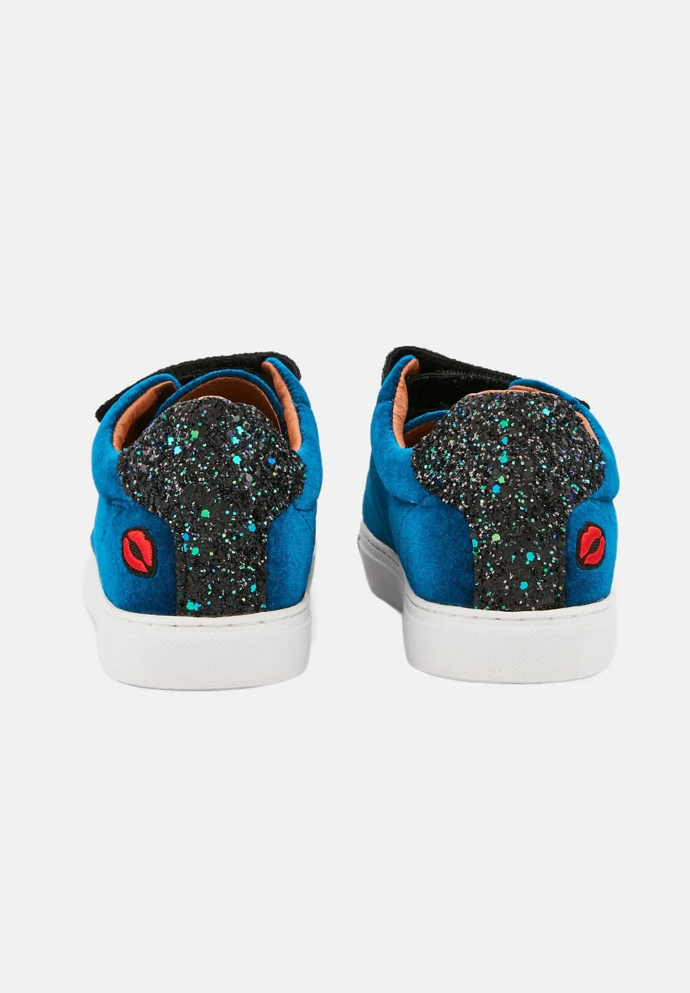 Edith Velours-Glitter Bleu Canard