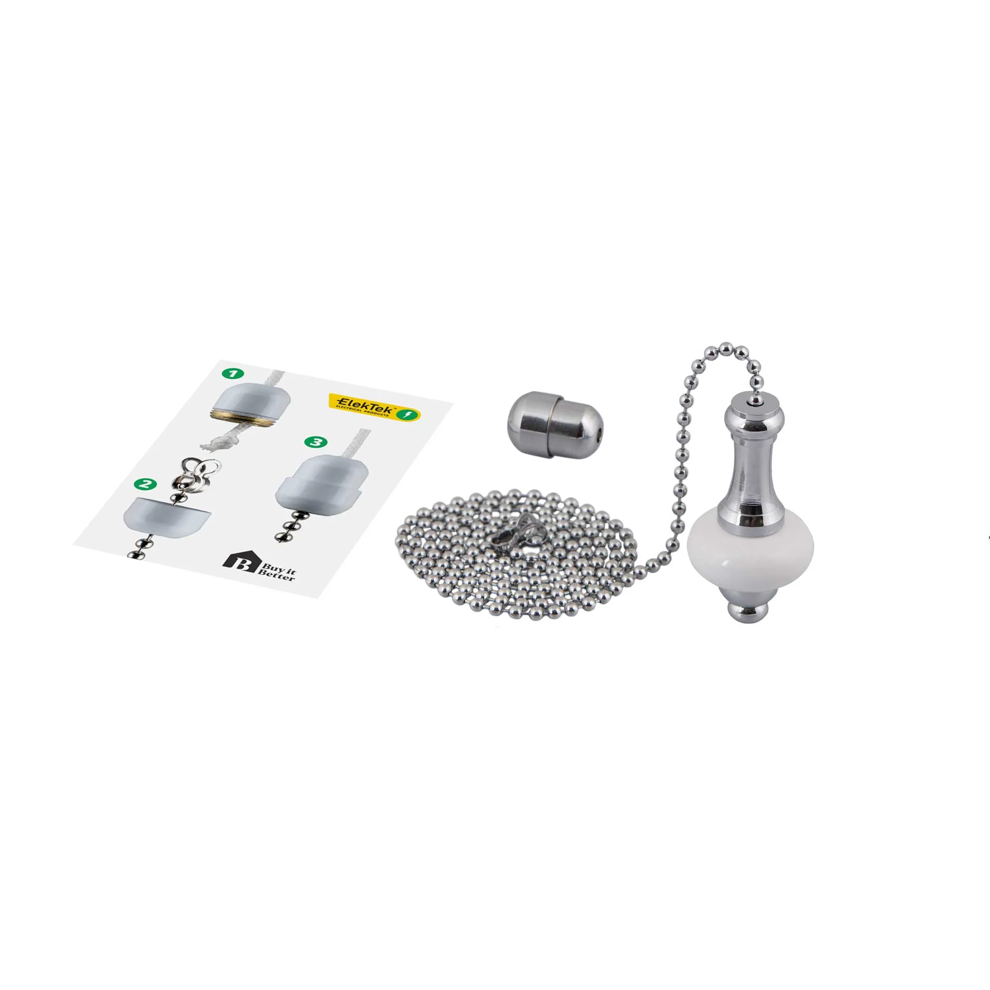 ElekTek Light Pull Chain Ceramic Disc With 80cm Matching Chain