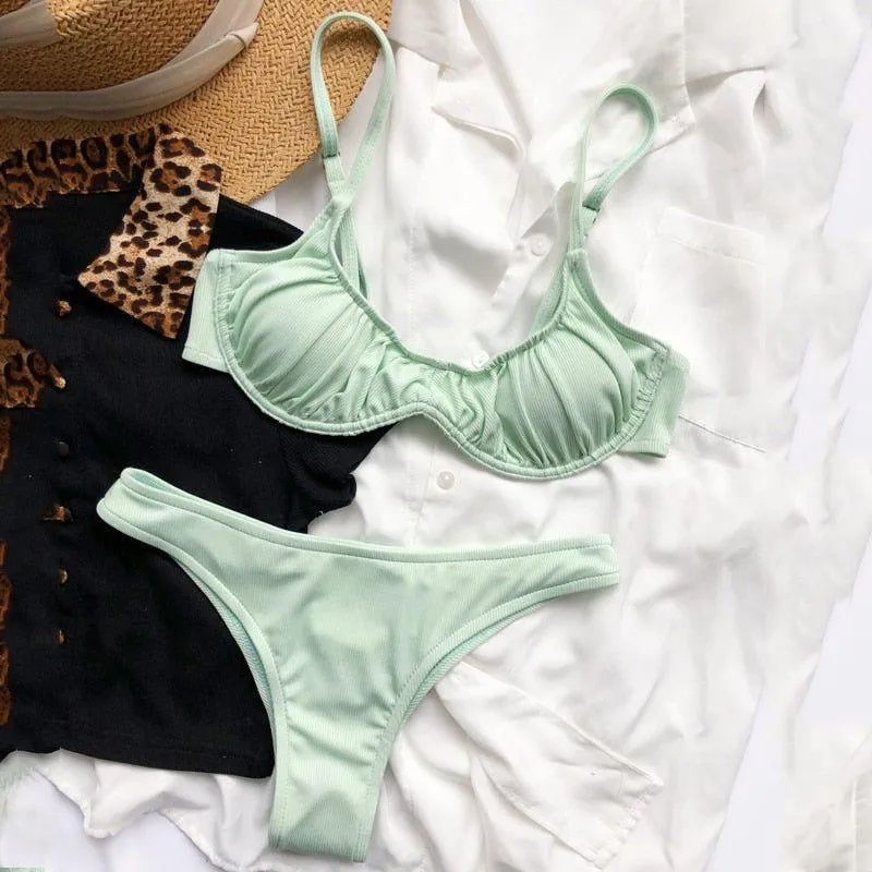 Eliana Rib Ruched Underwire Bikini