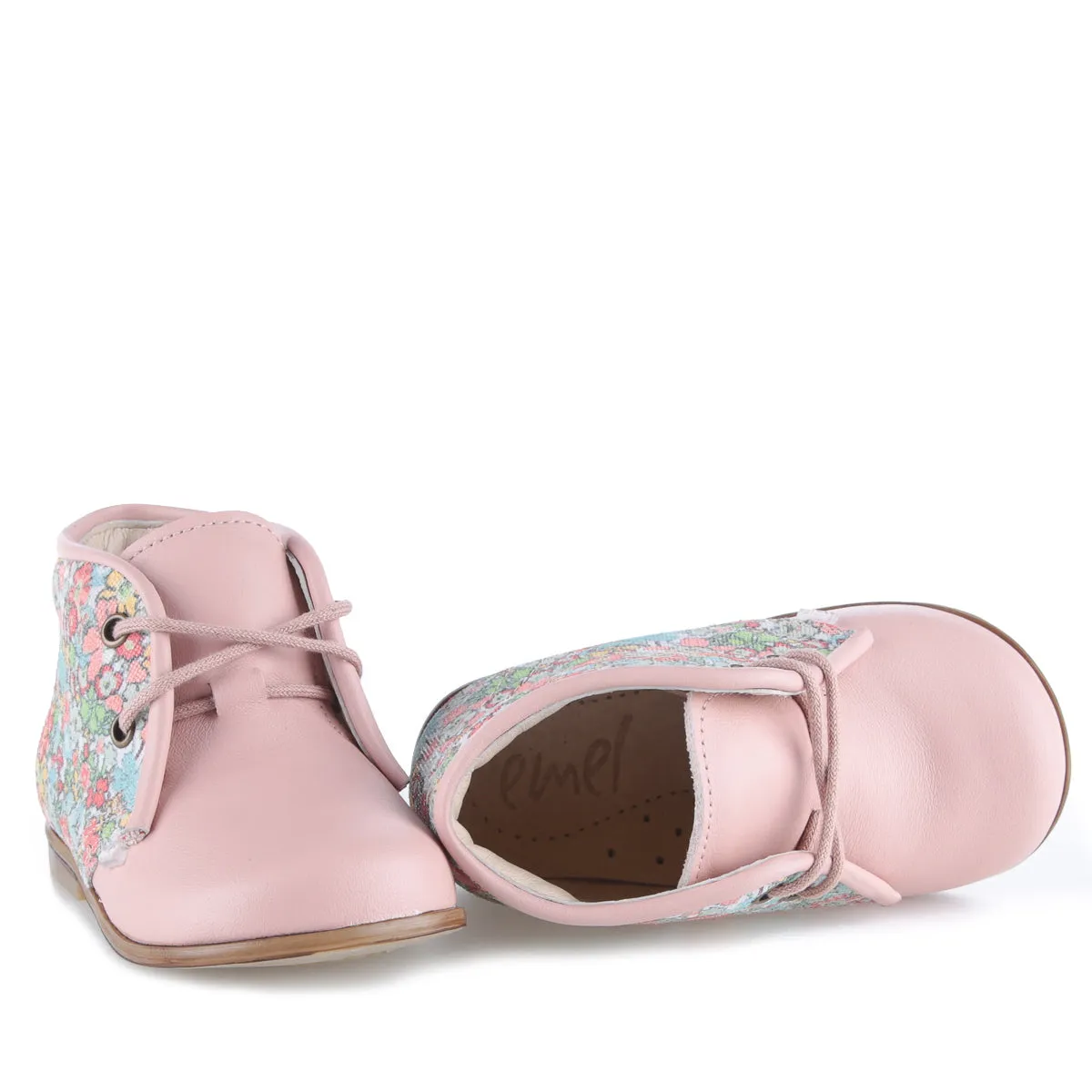 Emel Pink/Floral Print Lace-Up Bootie