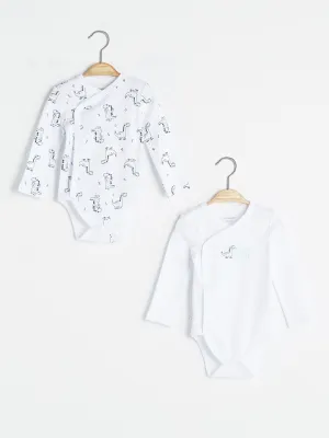 Envelope Collar Long Sleeve Printed Baby Boy Snap-On Bodysuit 2-Piece