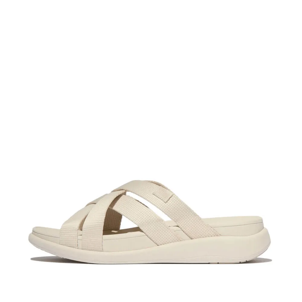 F-Mode Go Webbing Flatform Strappy Slides Sandals - Paris Beige