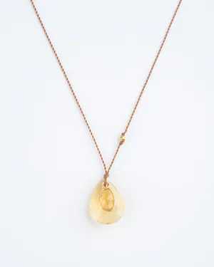 fire opal and sapphire necklace with 18k gold bead - yellow