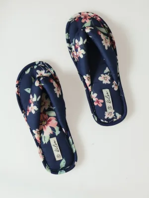 Floral Woven Puffed Strap Thong Slipper