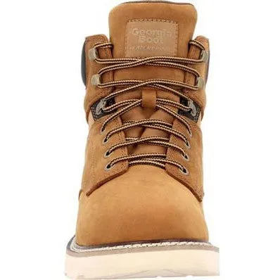 Georgia Men's Core 37 6" Soft Toe Waterproof Slip Resist Wedge Work Boot -Brown- GB00665