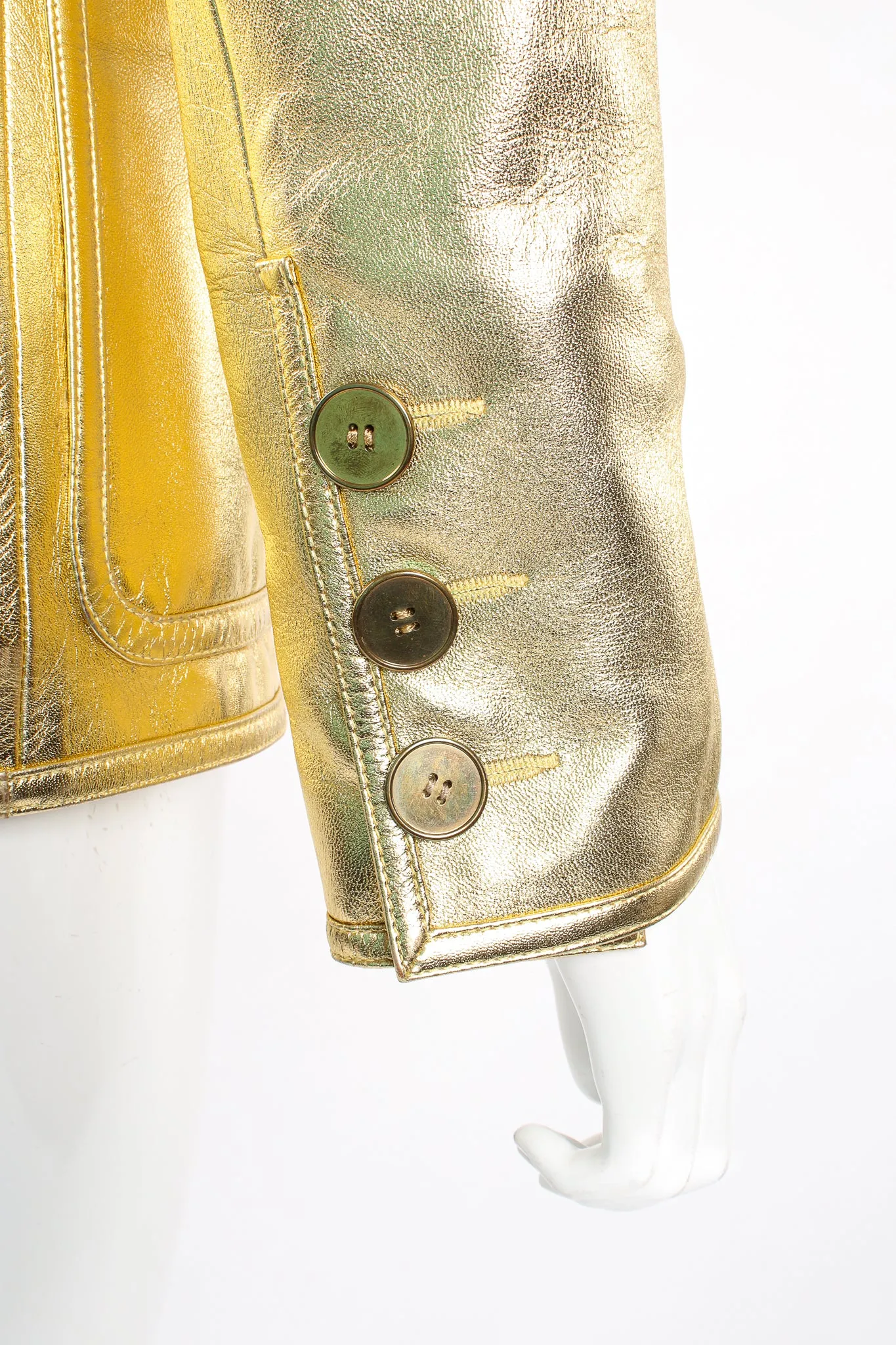 Gold Leather Lamé Jacket