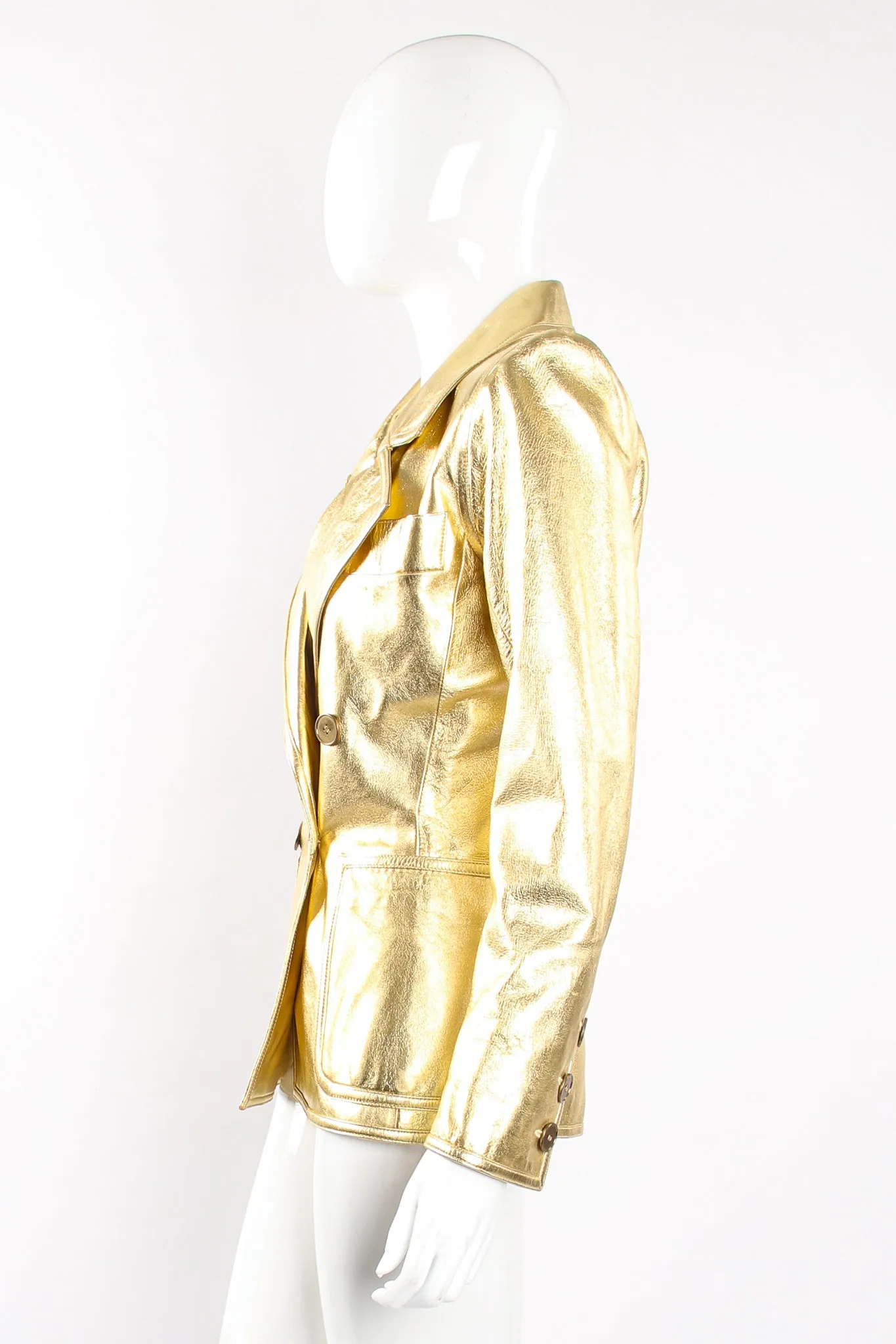 Gold Leather Lamé Jacket