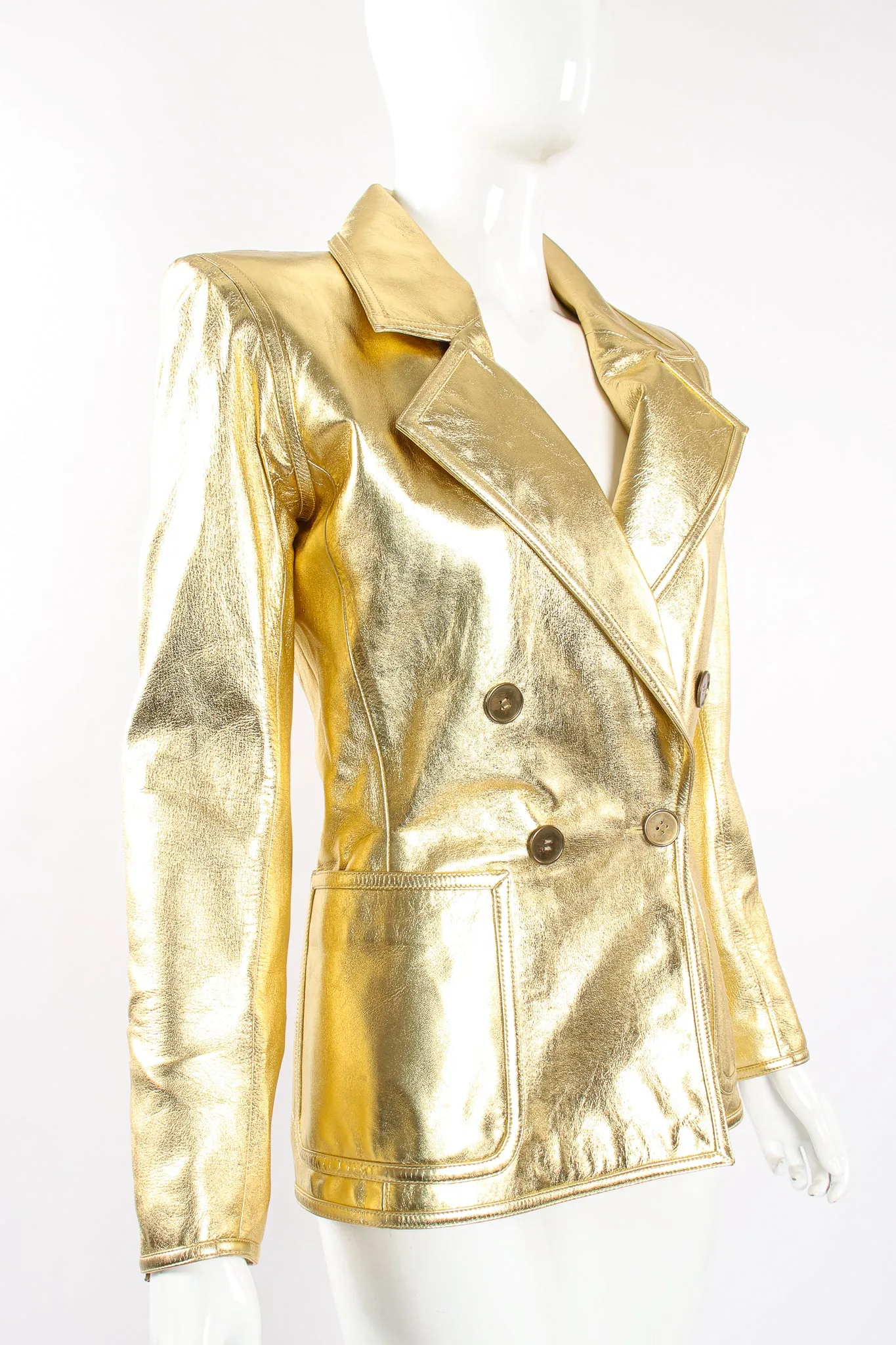 Gold Leather Lamé Jacket