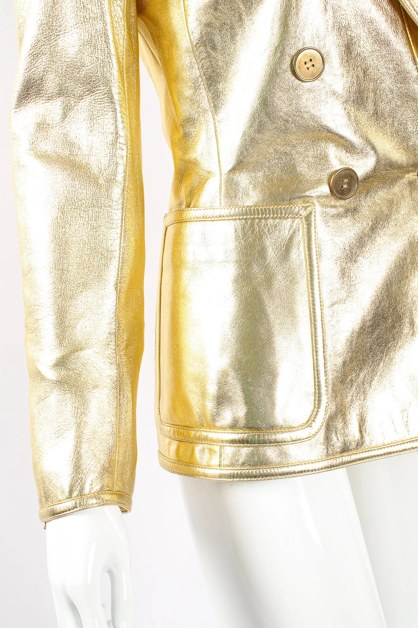 Gold Leather Lamé Jacket