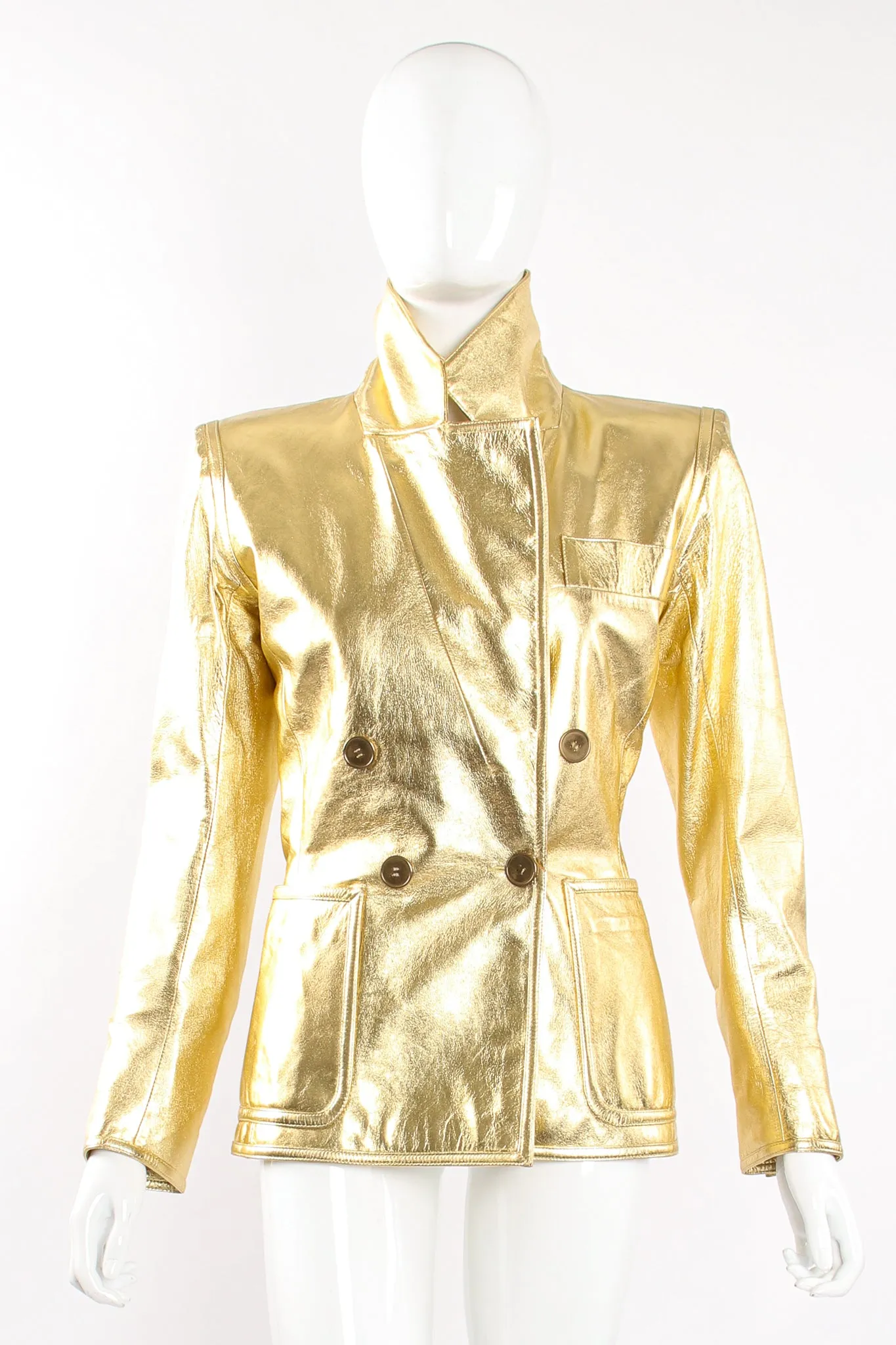 Gold Leather Lamé Jacket