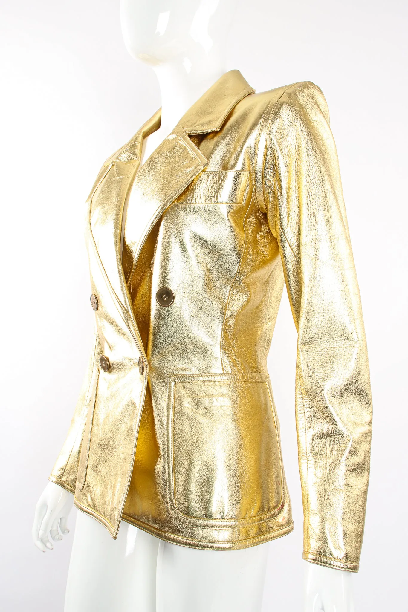 Gold Leather Lamé Jacket