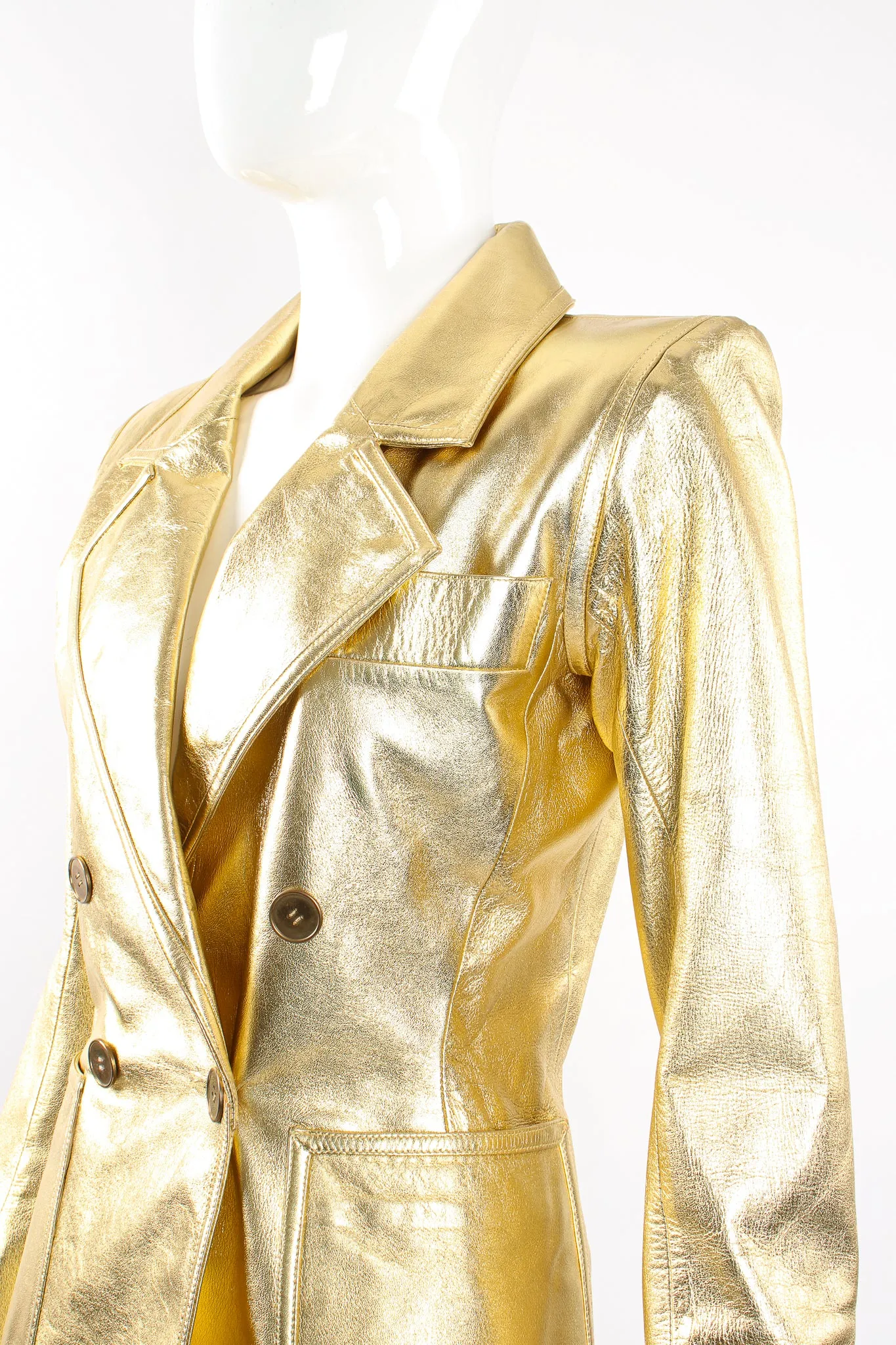 Gold Leather Lamé Jacket