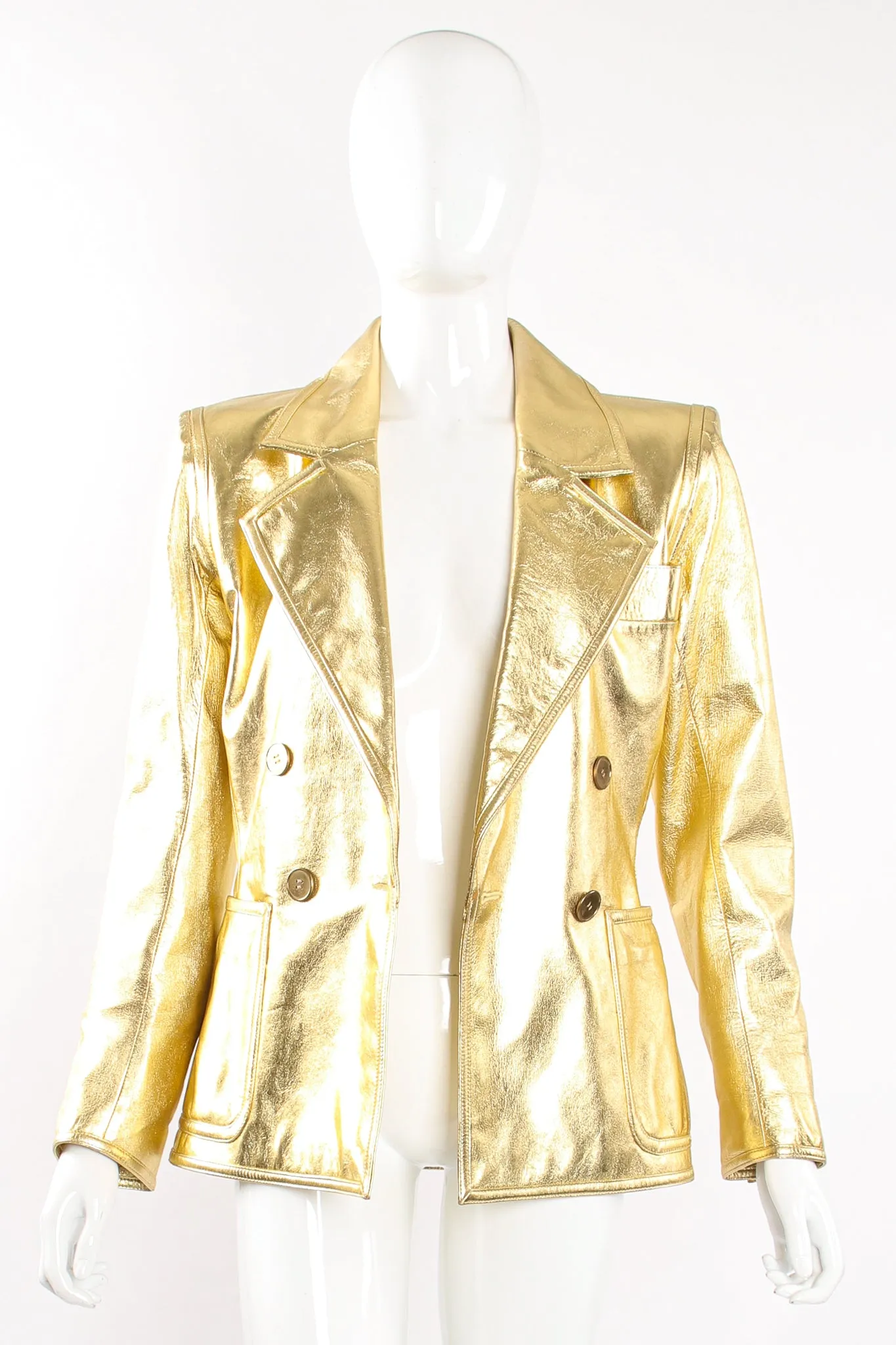 Gold Leather Lamé Jacket