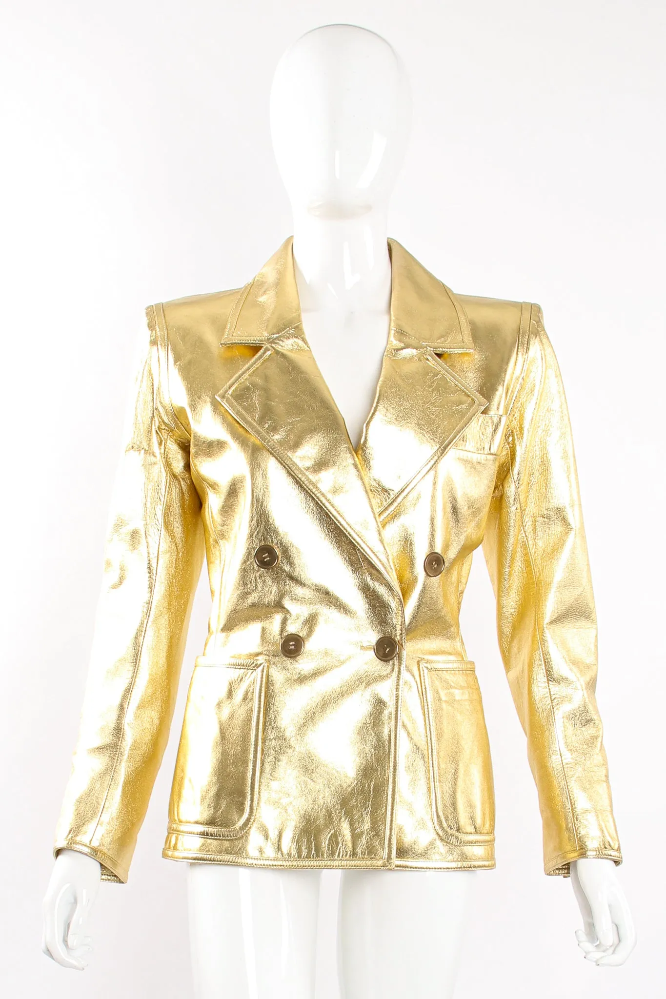 Gold Leather Lamé Jacket