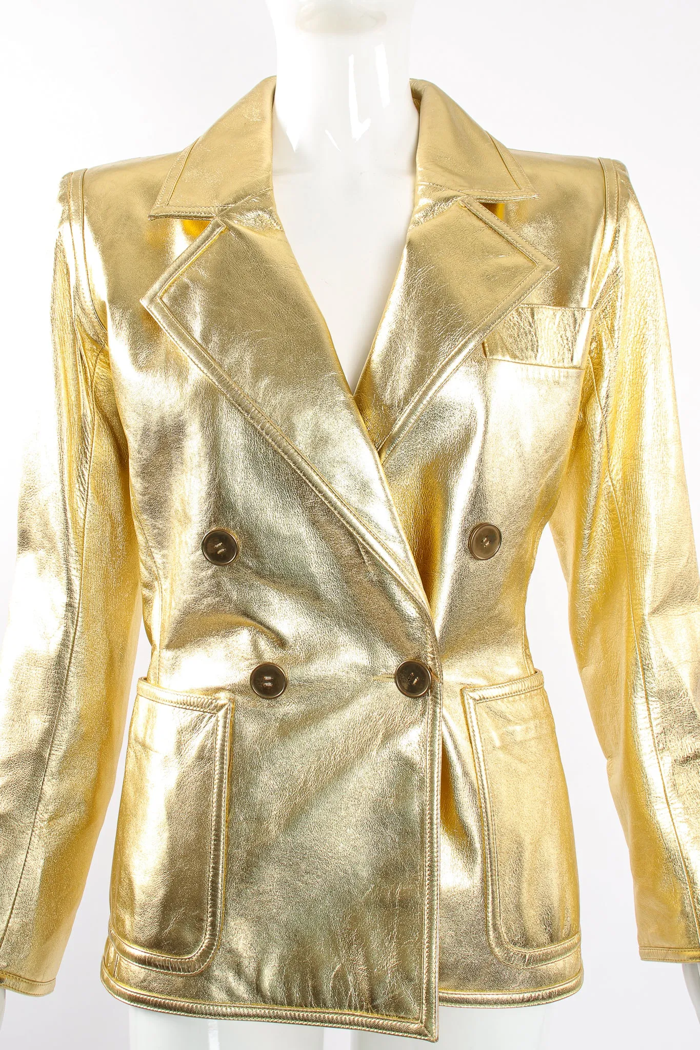 Gold Leather Lamé Jacket