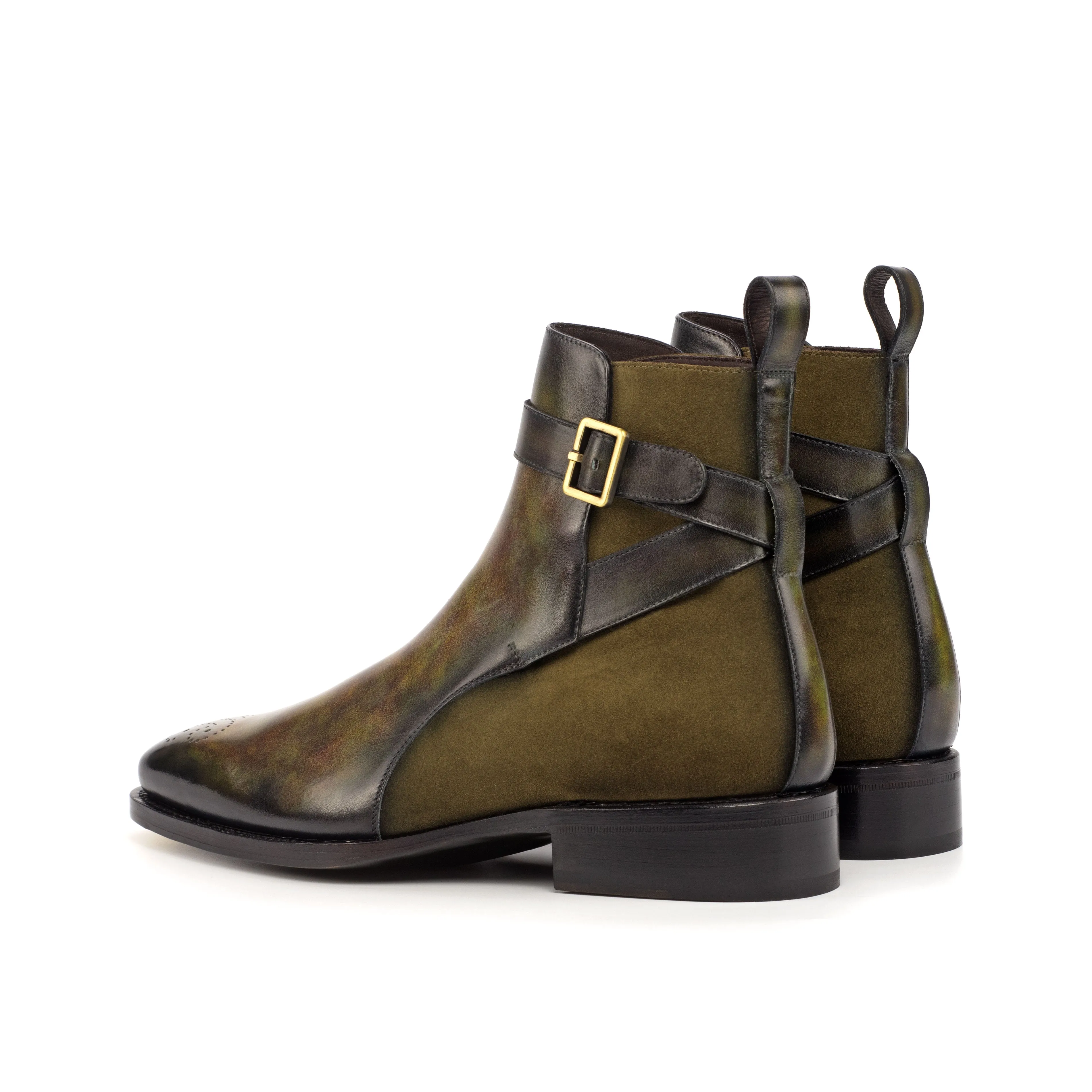 Green Museum Patina & Khaki Suede Jodhpur Boots