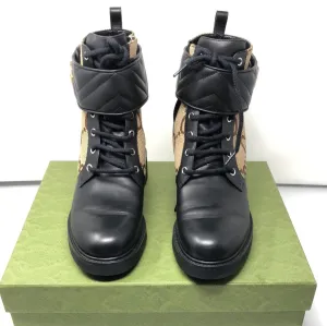 Gucci Womens ankle Boot with Marmont strap and GG Fabric