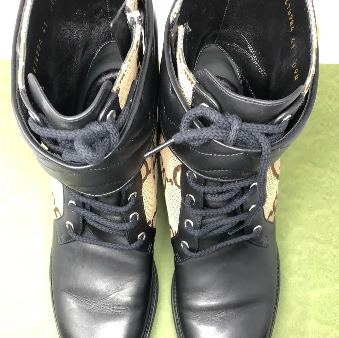 Gucci Womens ankle Boot with Marmont strap and GG Fabric