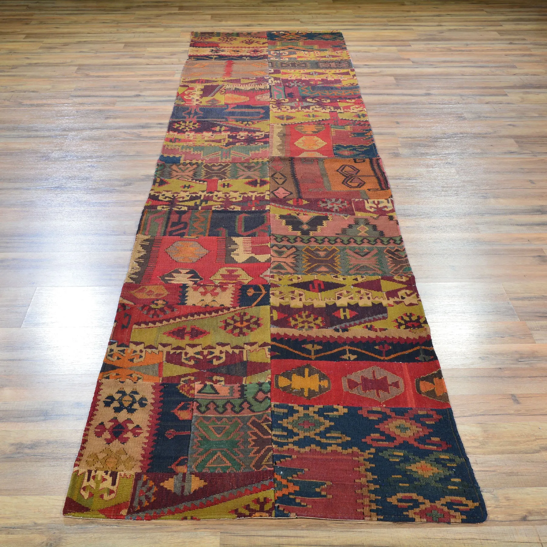 Hand-Woven Kilims Patchwork Handmade Unique Wool Rug (Size 2.8 X 11.4) Cwral-7542