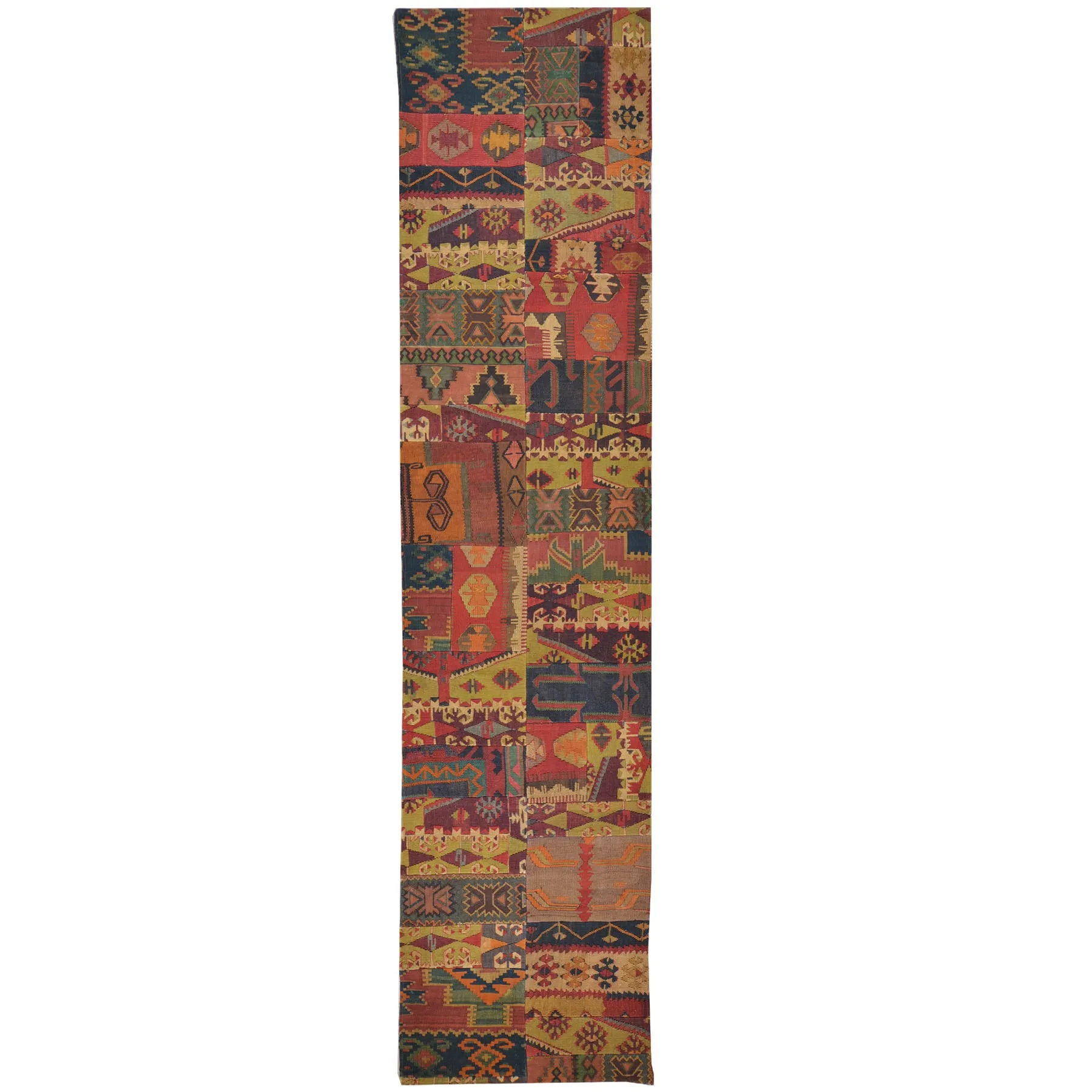 Hand-Woven Kilims Patchwork Handmade Unique Wool Rug (Size 2.8 X 11.4) Cwral-7542