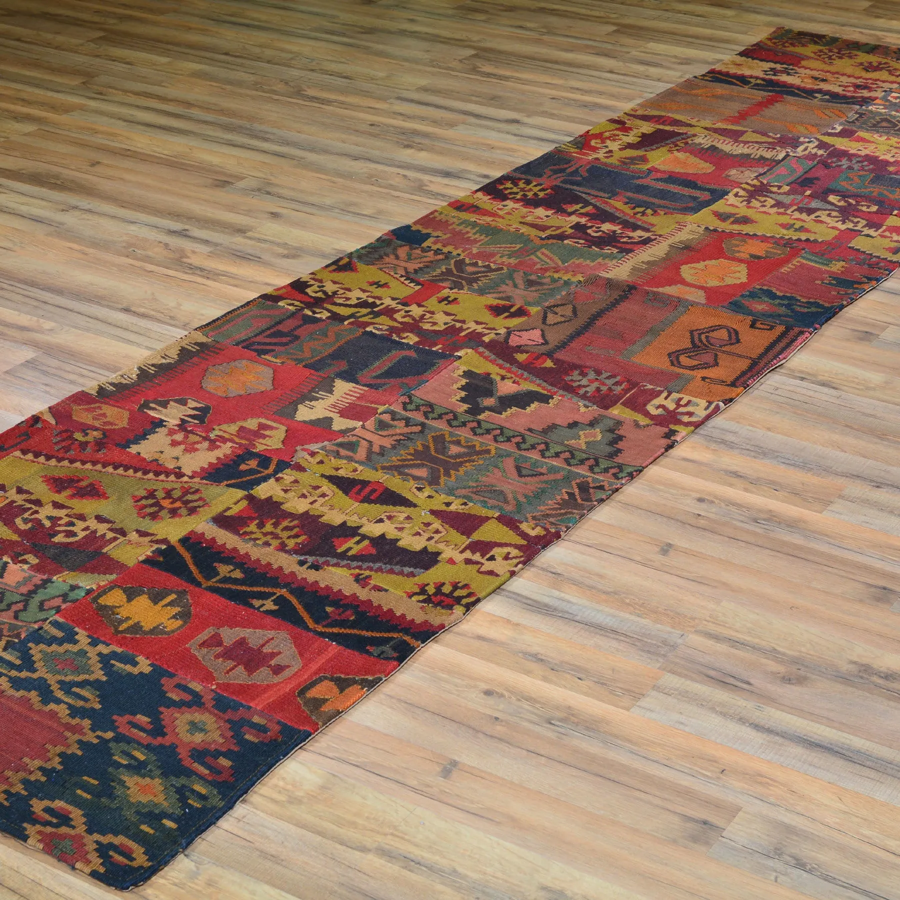 Hand-Woven Kilims Patchwork Handmade Unique Wool Rug (Size 2.8 X 11.4) Cwral-7542
