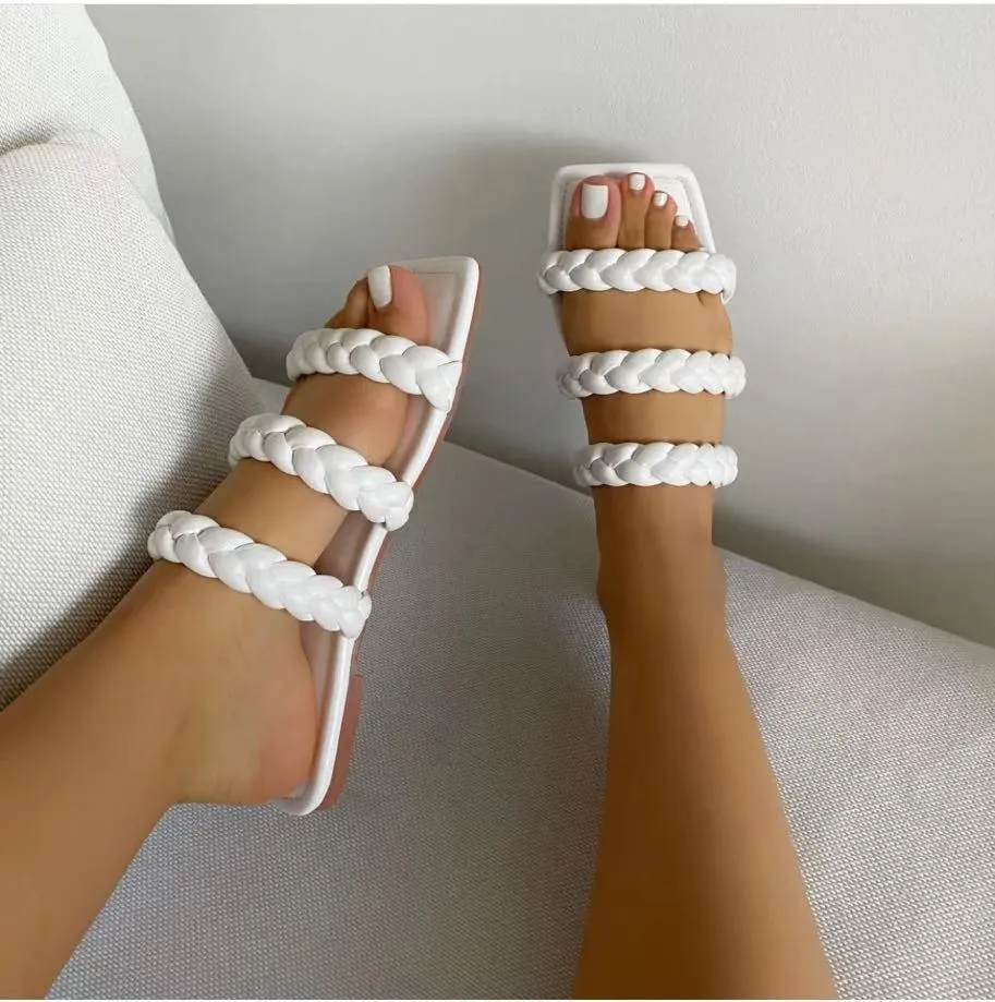 Hot selling multiple woven flat sandals