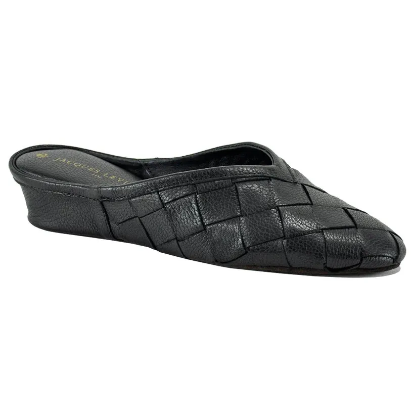 Jacques Levine Slippers 4640 Woven Black