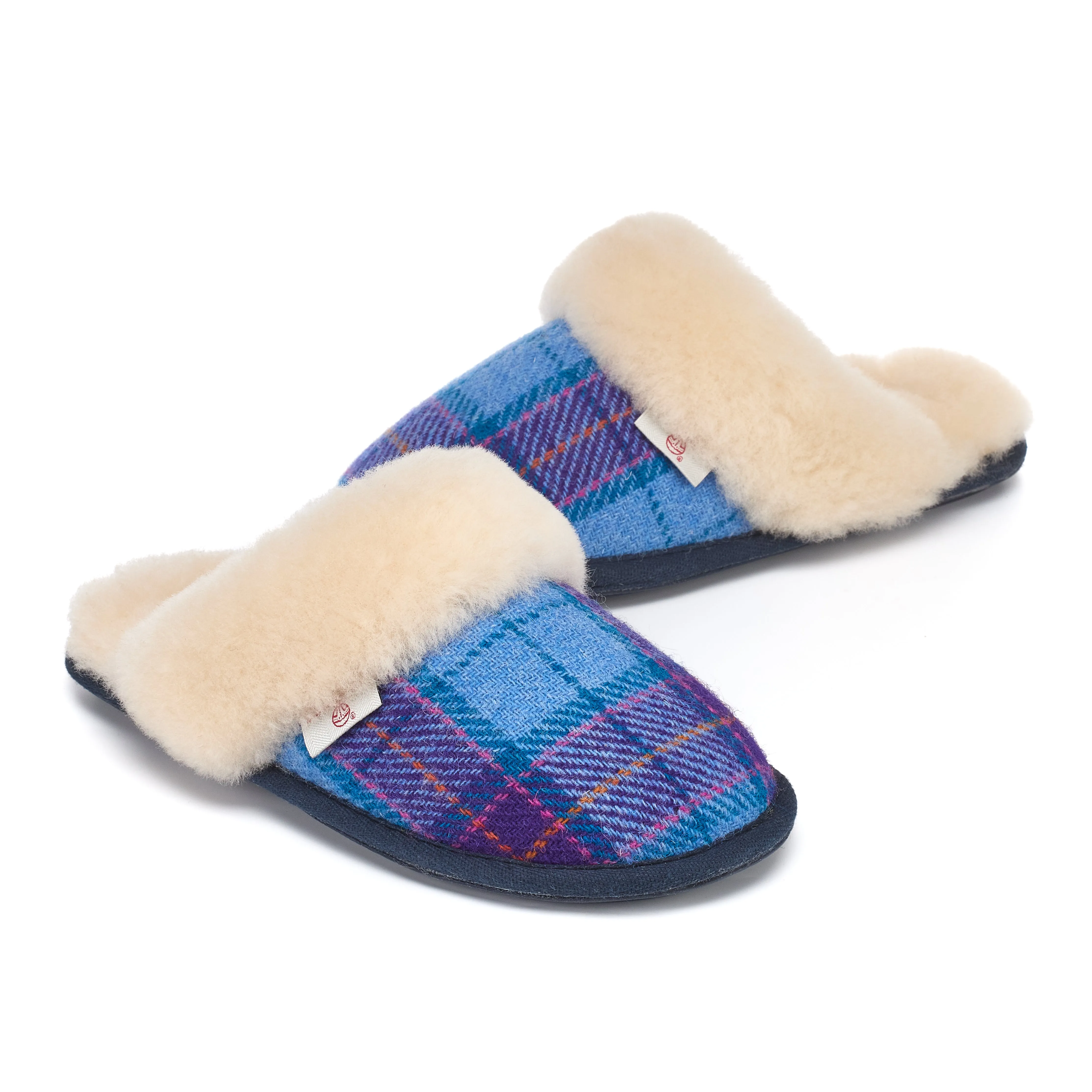 Kate - Harris Tweed Mule - Denim / Purple