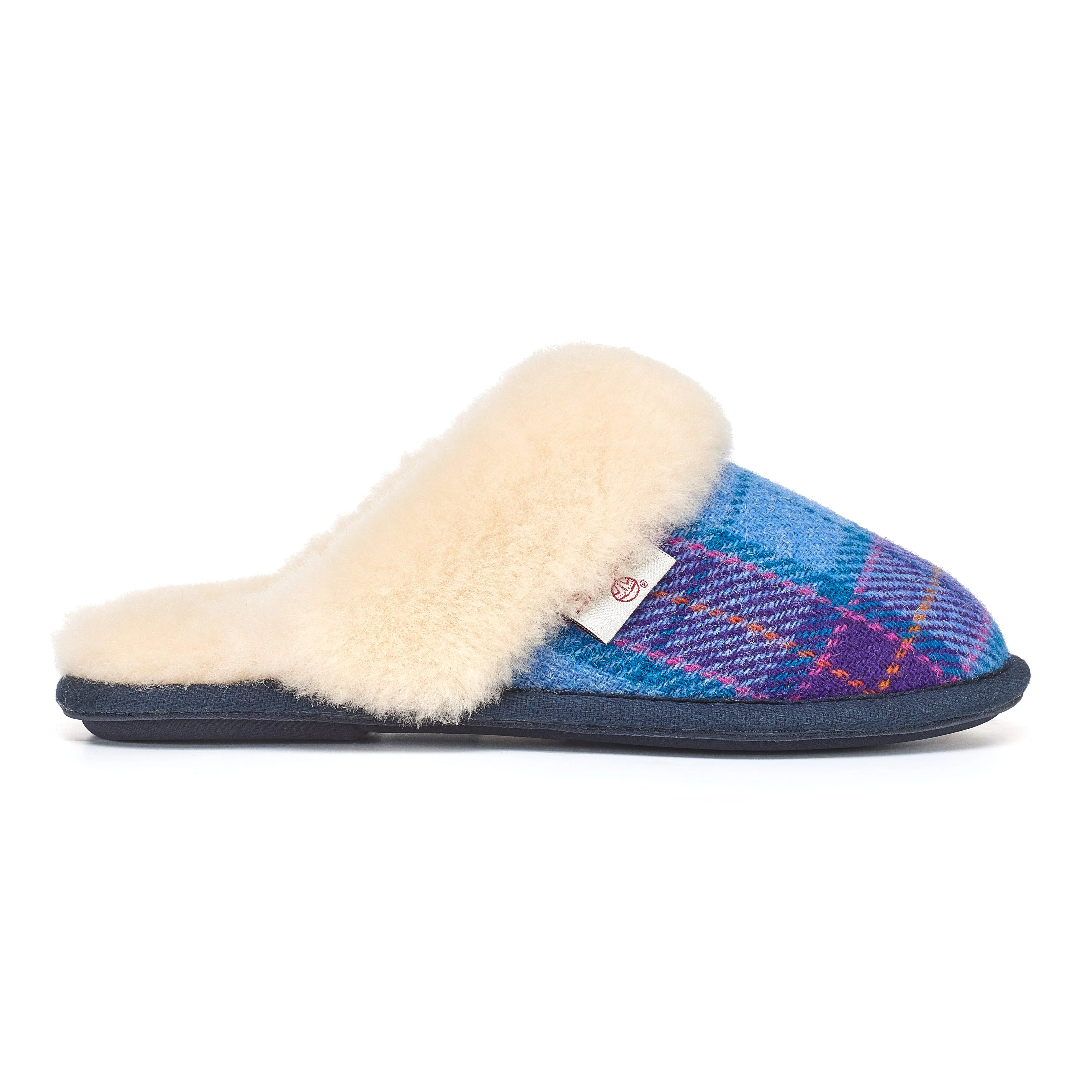 Kate - Harris Tweed Mule - Denim / Purple