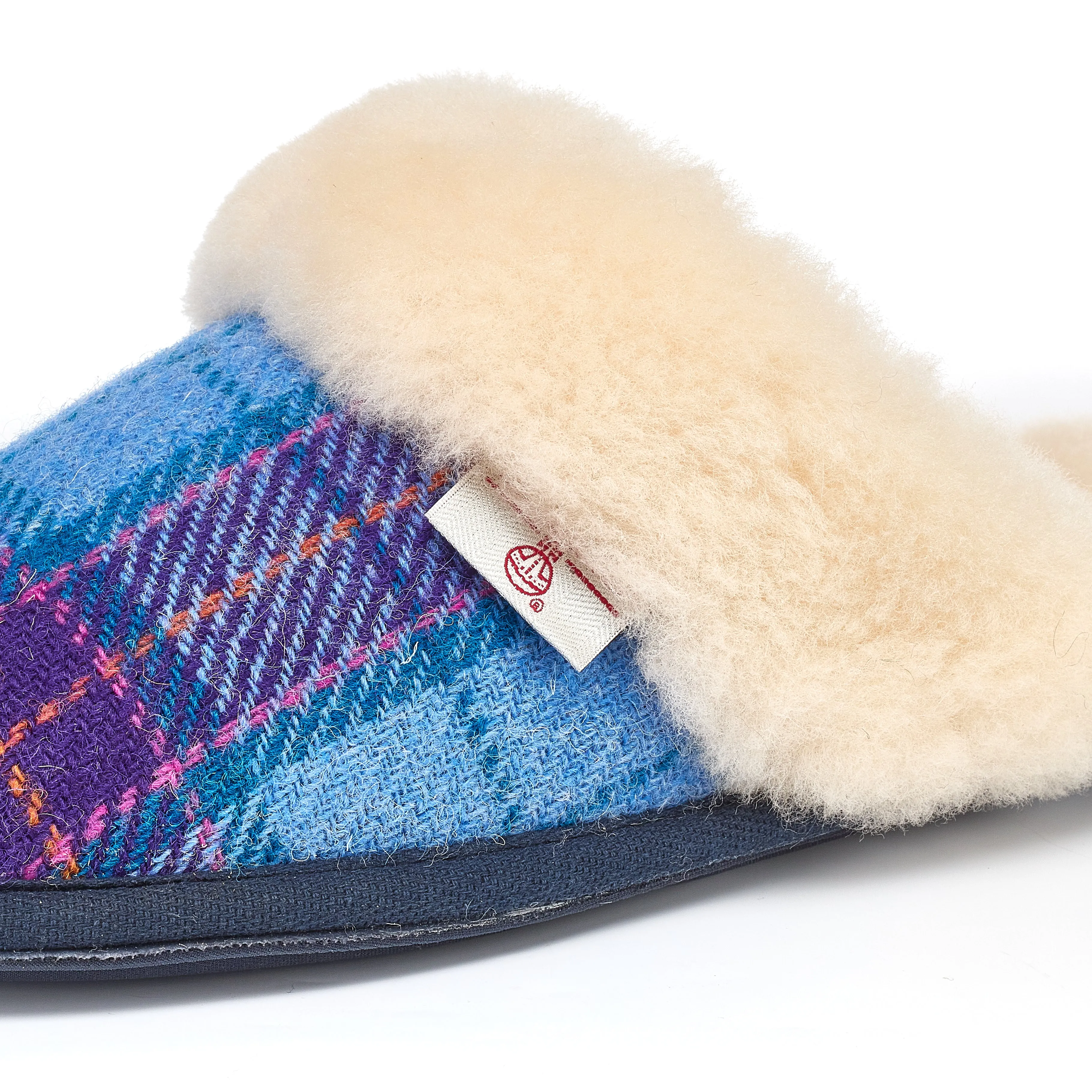 Kate - Harris Tweed Mule - Denim / Purple