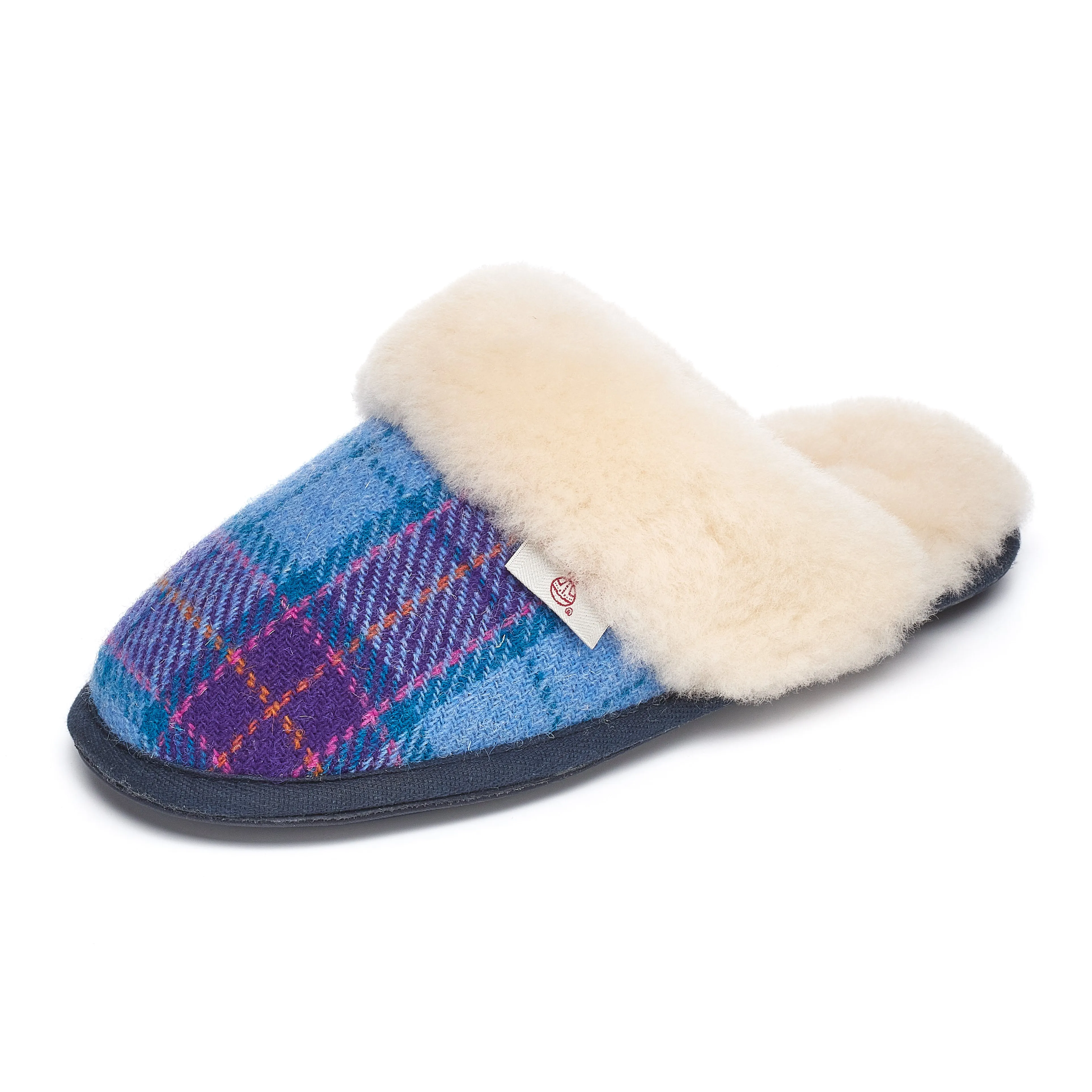 Kate - Harris Tweed Mule - Denim / Purple