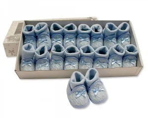 Knitted Baby Booties with Socks and Bow - Sky BSS-116-363s