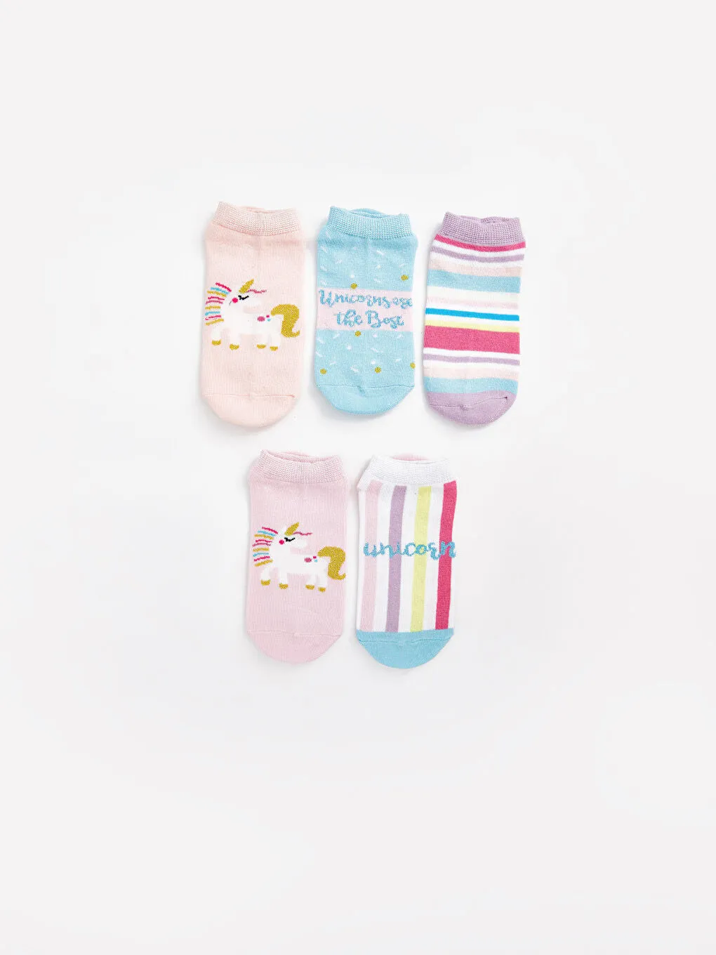 LCW Kids Pink Patterned Girls Booties Socks 5-Pack