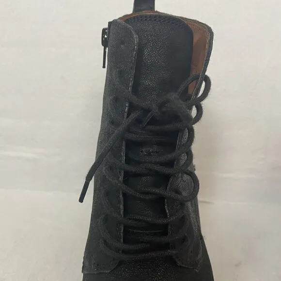 Lucky Brand Tafari Black Leather Platform Heeled Booties Women's Size 9