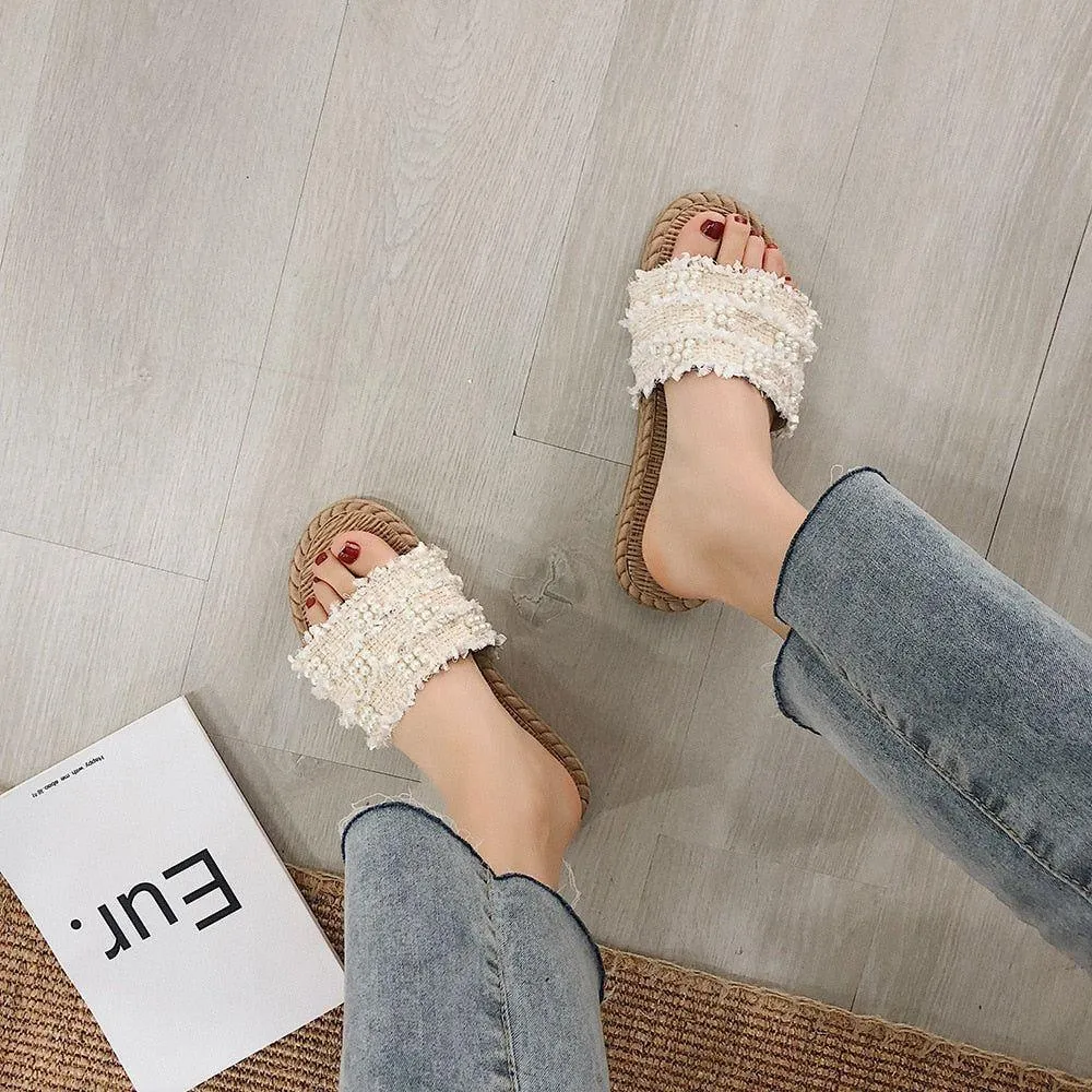 Marin Faux Pearl Decor Slippers