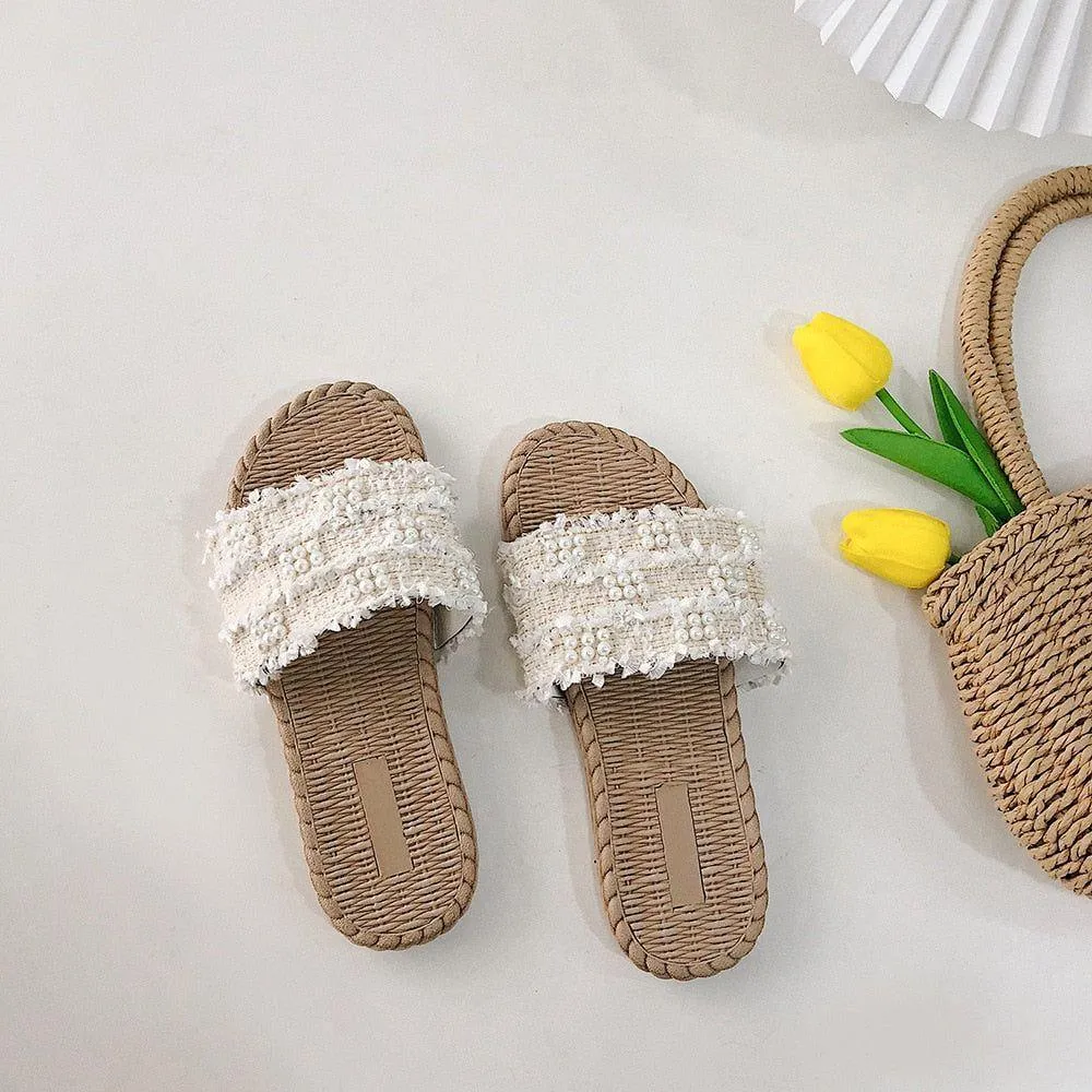 Marin Faux Pearl Decor Slippers