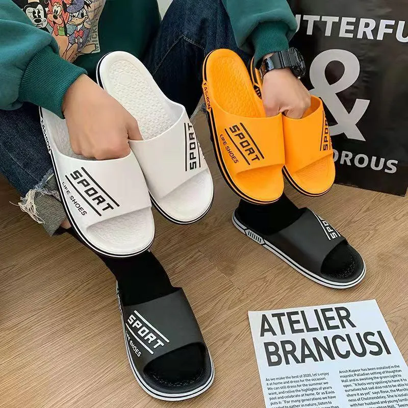 Men's and Women's Same Summer Slippers Wear Non-slip Home Bath Sandals Soft Bottom Simple Slippers Flip Flops