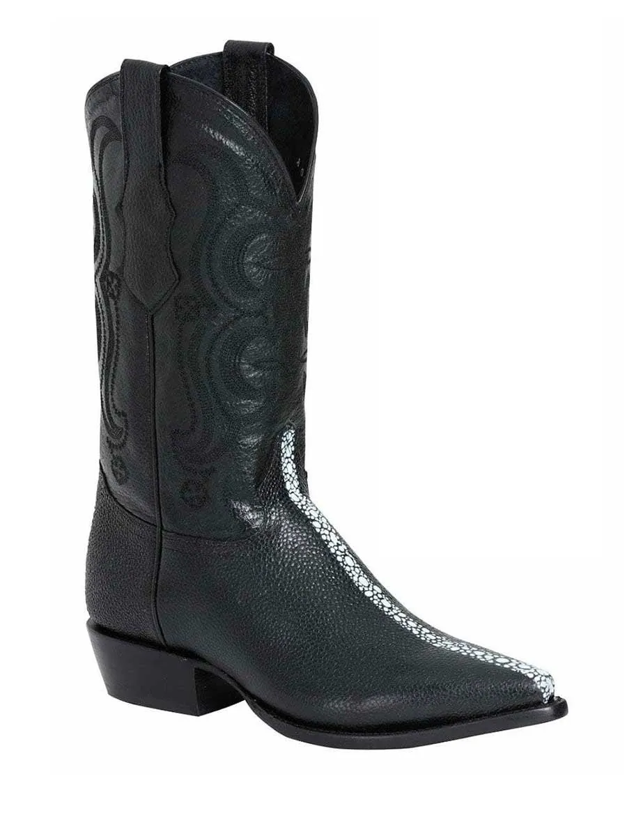 Men's Mantarraya Cowboy Boots 'El Señor De Los Cielos' Black Color 41528