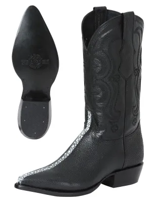 Men's Mantarraya Cowboy Boots 'El Señor De Los Cielos' Black Color 41528