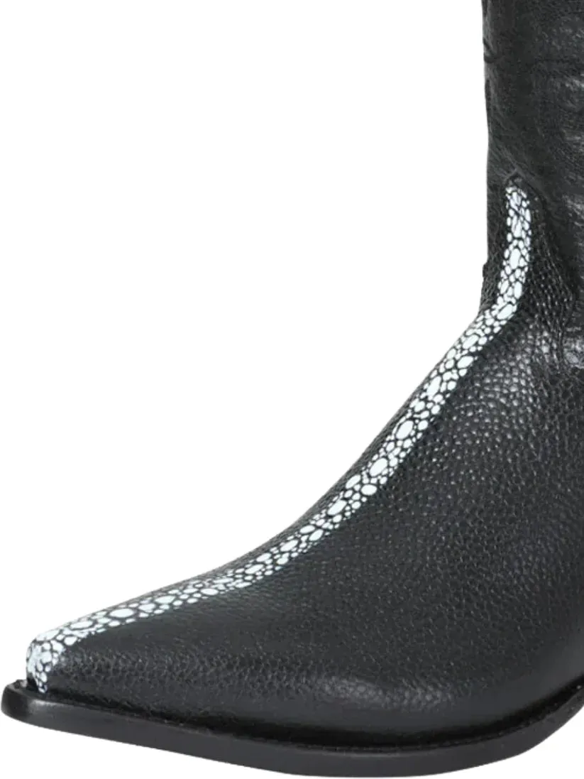 Men's Mantarraya Cowboy Boots 'El Señor De Los Cielos' Black Color 41528