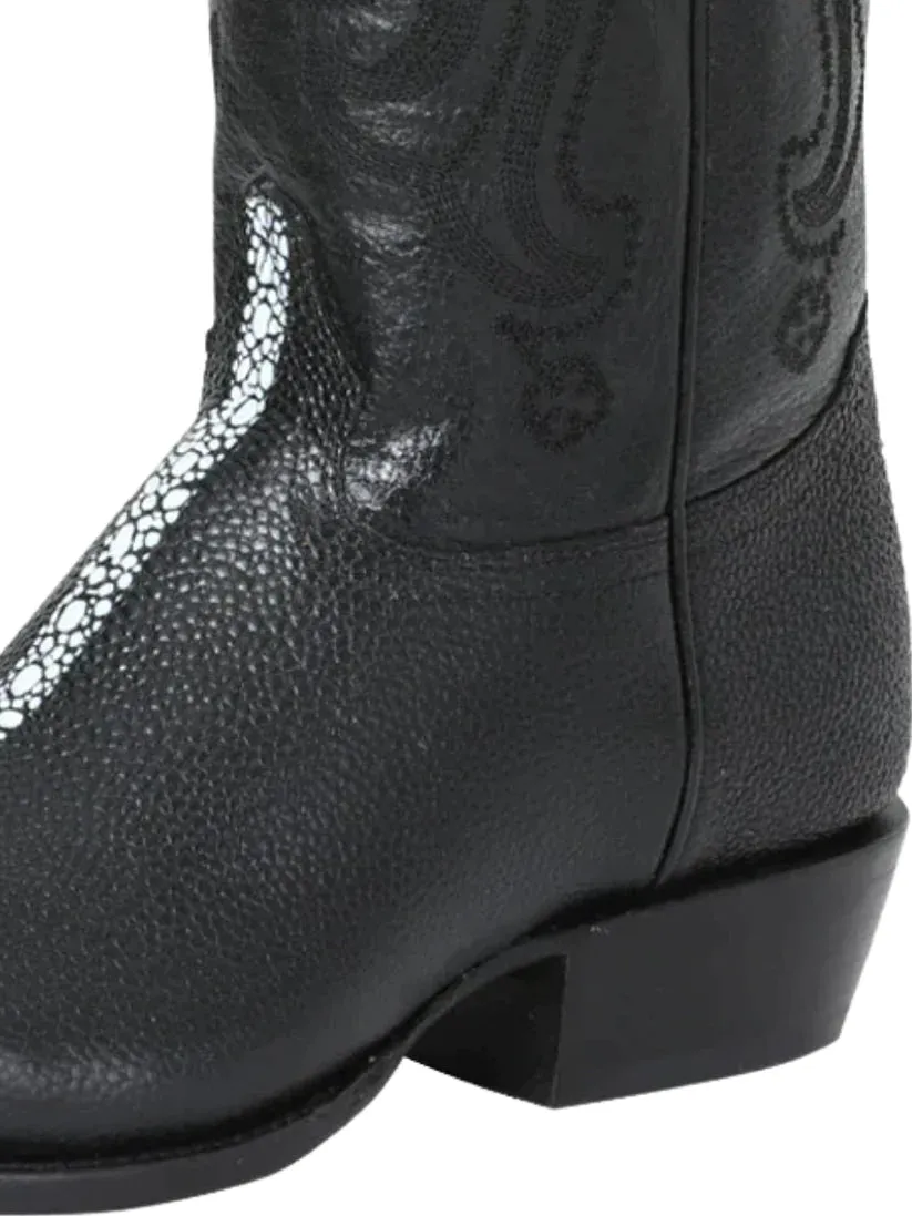 Men's Mantarraya Cowboy Boots 'El Señor De Los Cielos' Black Color 41528