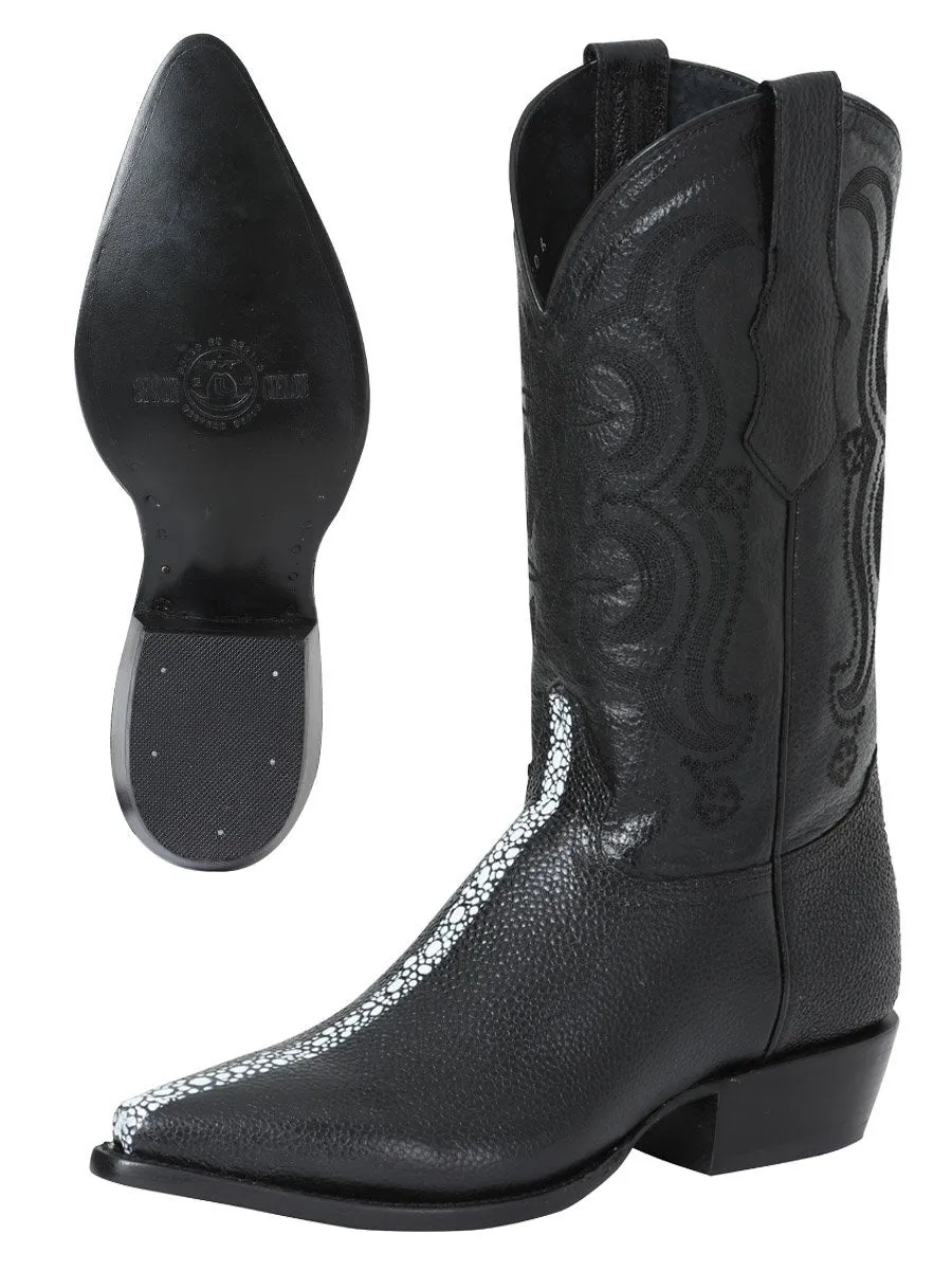 Men's Mantarraya Cowboy Boots 'El Señor De Los Cielos' Black Color 41528