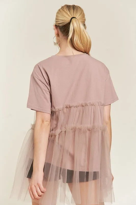 Mixie Mesh Tulle Tiered T-Shirt